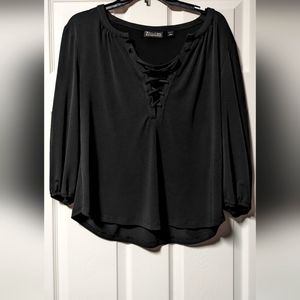 Black lace up blouse